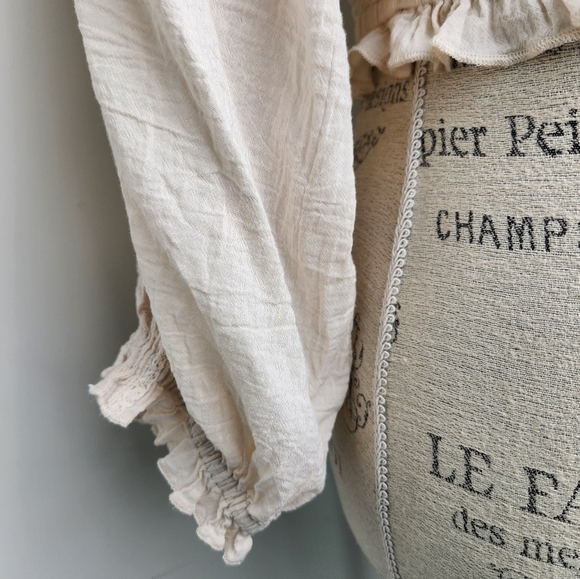 Spell Harmony Crochet Crop Peasant Blouse - Picture 8 of 15